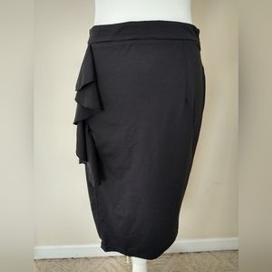 MAKE OFFER 🔥 Kate Kasin Black Skirt With Side Ruffle & Split NWT | Size Medium